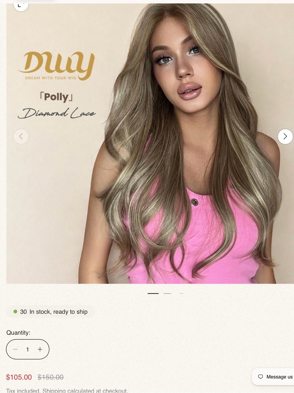 DWY “Polly” 24” Synthetic Wig  with Diamond Lace in Dirty Warm Blonde